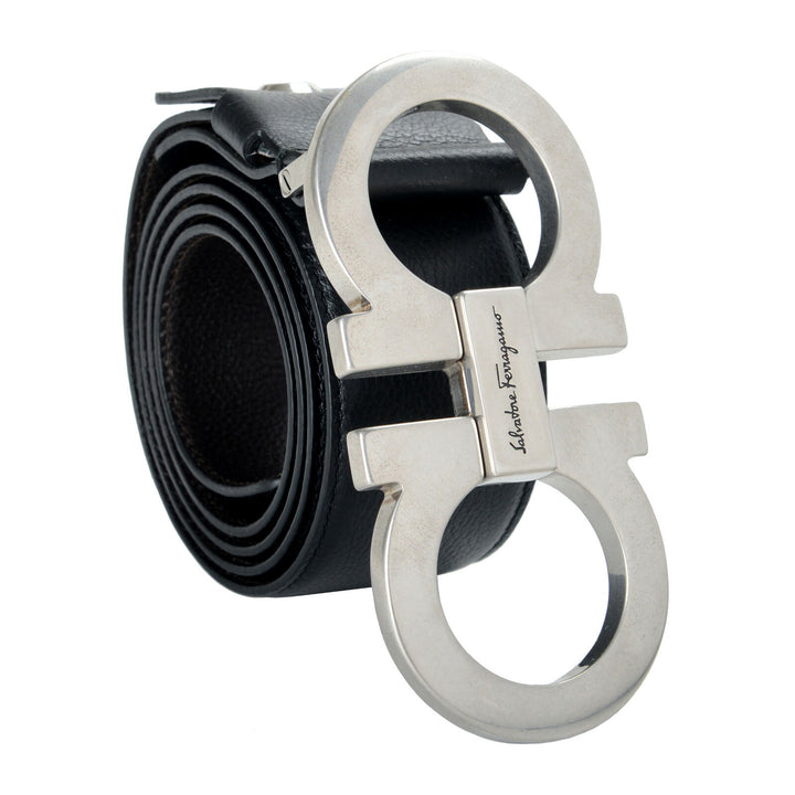 SALVATORE FERRAGAMO DOUBLE GANCINI LEATHER BELT