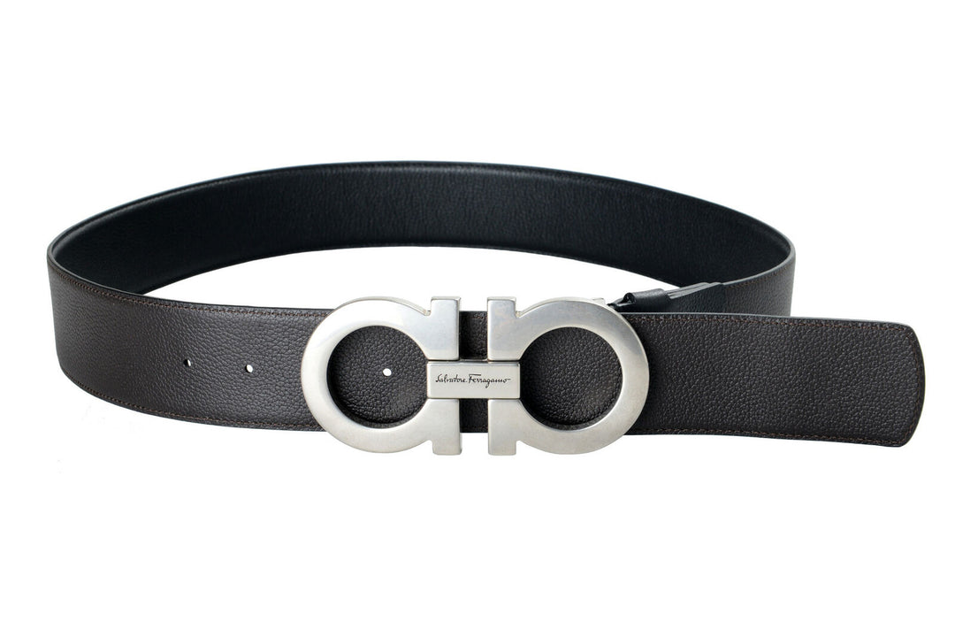 SALVATORE FERRAGAMO DOUBLE GANCINI LEATHER BELT