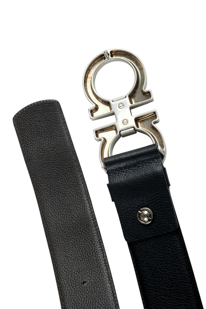 SALVATORE FERRAGAMO DOUBLE GANCINI LEATHER BELT