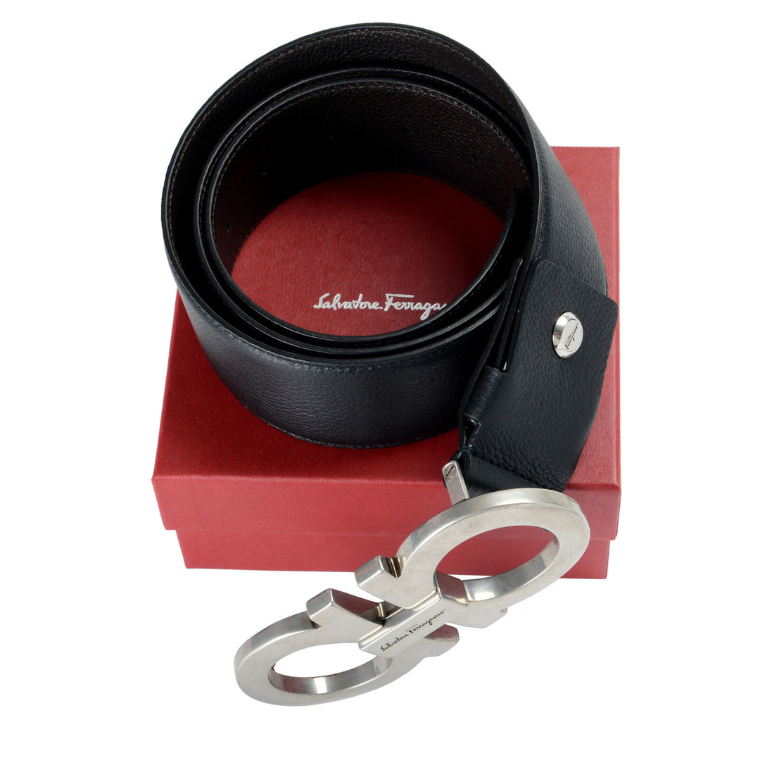 SALVATORE FERRAGAMO DOUBLE GANCINI LEATHER BELT