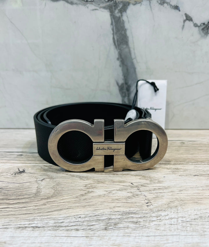 SALVATORE FERRAGAMO DOUBLE GANCINI LEATHER BELT