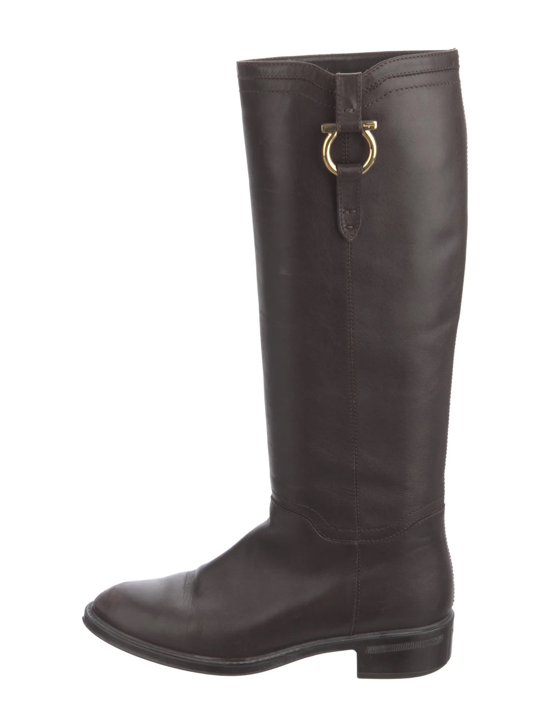 SALVATORE FERRAGAMO FERSEA GANCINI LEATHER RIDING BOOTS