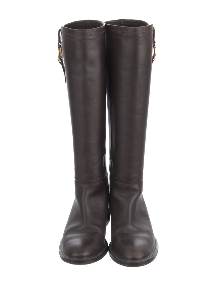 SALVATORE FERRAGAMO FERSEA GANCINI LEATHER RIDING BOOTS