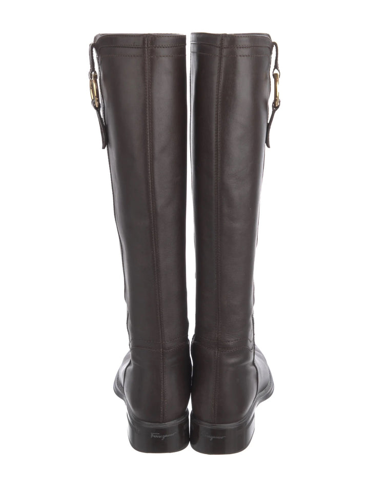 SALVATORE FERRAGAMO FERSEA GANCINI LEATHER RIDING BOOTS
