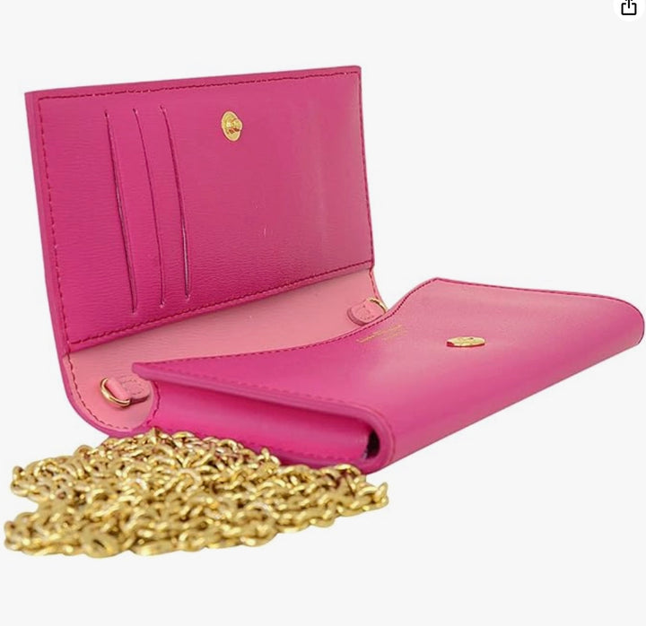 FERRAGAMO GANCINI CITY CALFSKIN LEATHER WALLET ON A CHAIN
