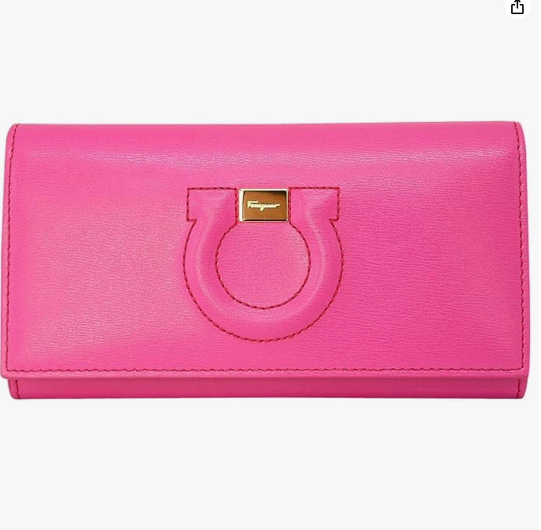 FERRAGAMO GANCINI CITY CALFSKIN LEATHER WALLET ON A CHAIN
