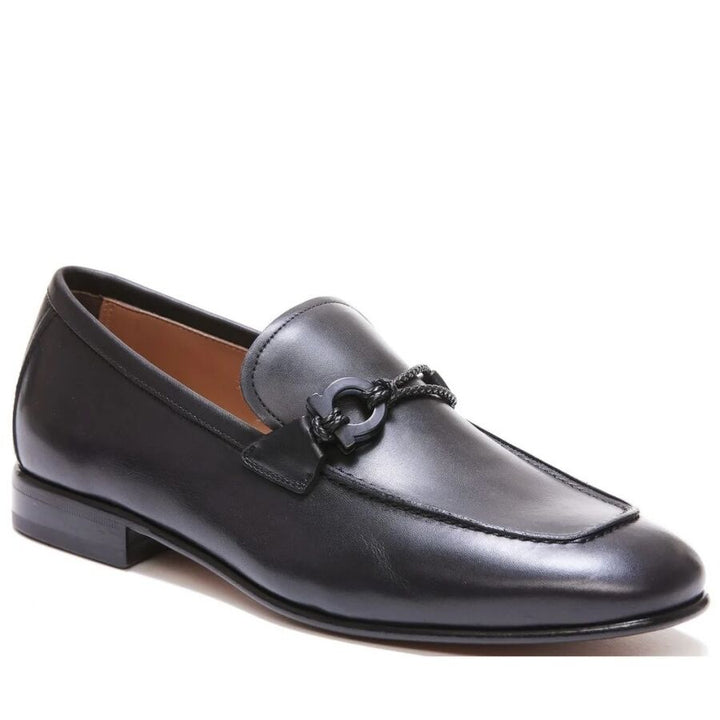 SALVATORE FERRAGAMO LEATHER GANCINI ORNAMENT LESTER MOCCASIN