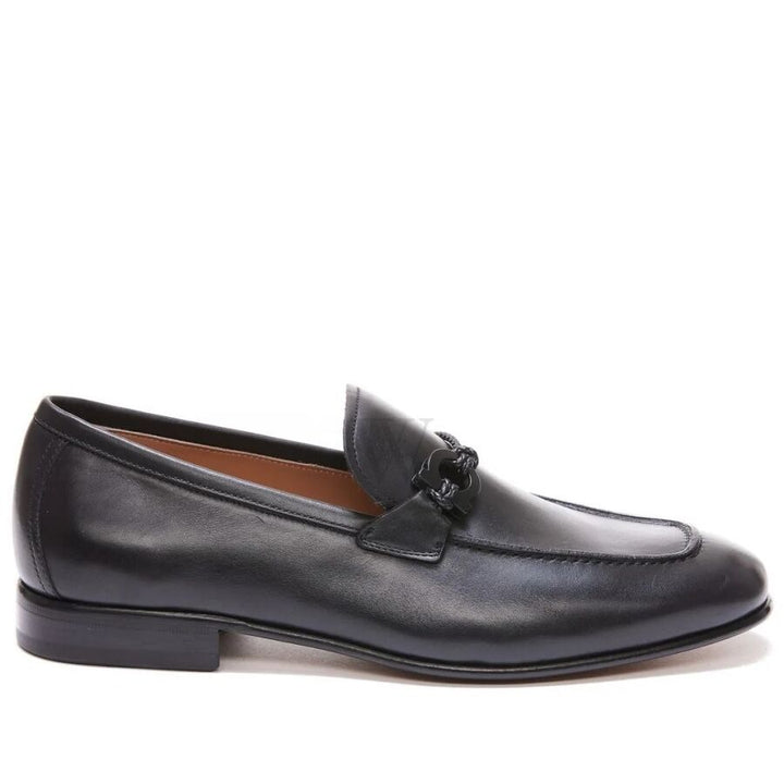 SALVATORE FERRAGAMO LEATHER GANCINI ORNAMENT LESTER MOCCASIN
