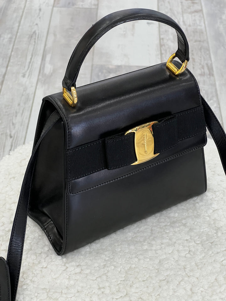SALVATORE FERRAGAMO LEATHER VARA 2 WAY SHOULDER BAG