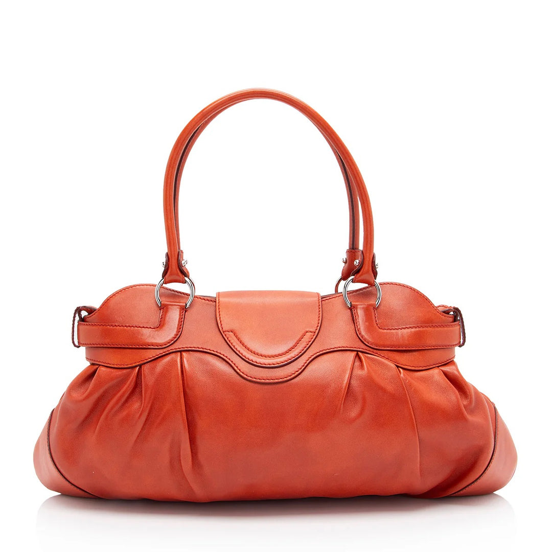 SALVATORE FERRAGAMO LEATHER GANCINI MARISA SATCHEL