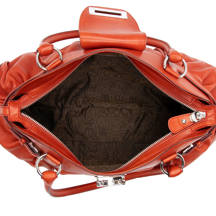 SALVATORE FERRAGAMO LEATHER GANCINI MARISA SATCHEL