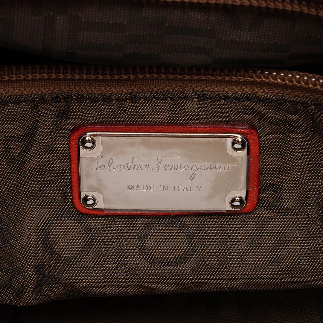 SALVATORE FERRAGAMO LEATHER GANCINI MARISA SATCHEL
