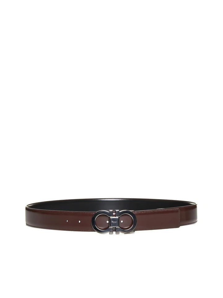 SALVATORE FERRAGAMO DOUBLE GANCINI BUCKLE REVERSIBLE LEATHER BELT