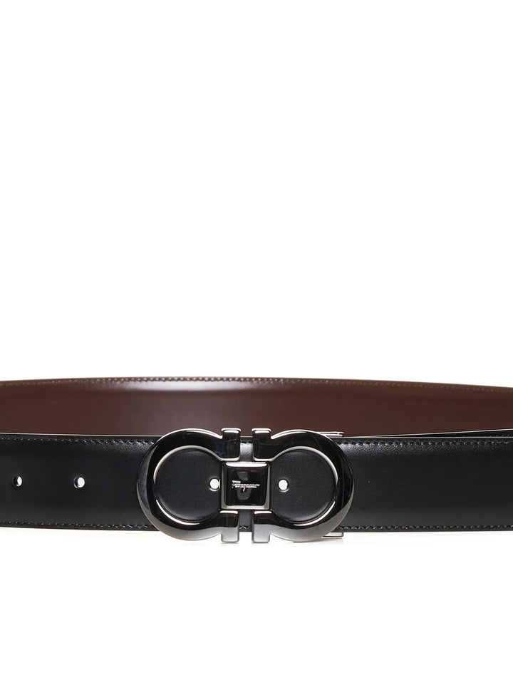 SALVATORE FERRAGAMO DOUBLE GANCINI BUCKLE REVERSIBLE LEATHER BELT