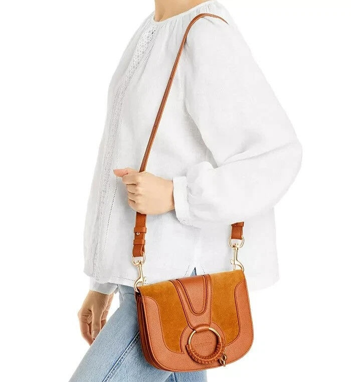 SEE BY CHLOÉ HANA CARAMELLO LEATHER SADDLE CROSSBODY