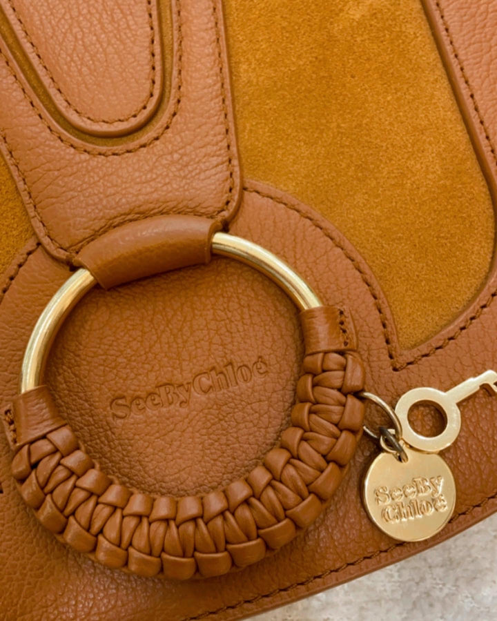 SEE BY CHLOÉ HANA CARAMELLO LEATHER SADDLE CROSSBODY