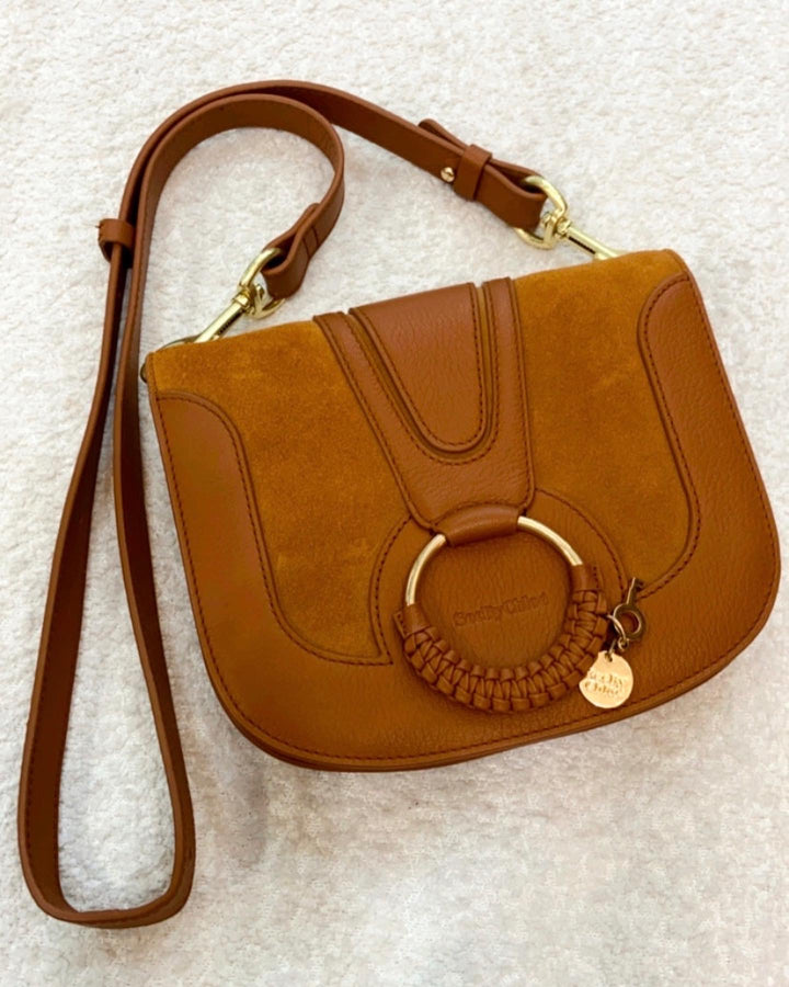 SEE BY CHLOÉ HANA CARAMELLO LEATHER SADDLE CROSSBODY