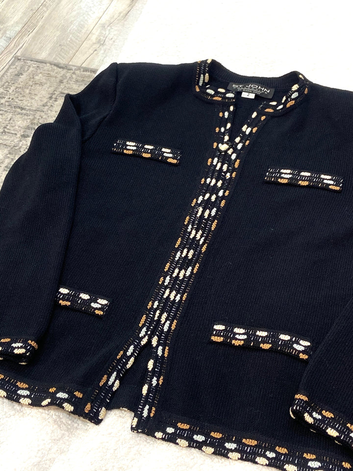 ST JOHN EVENING COLLECTION EMBELLISHED BOUCLE CARDIGAN