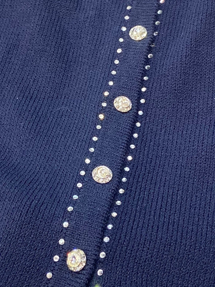 ST. JOHN EVENING COLLECTION CRYSTAL TRIMMED SWEATER CARDIGAN