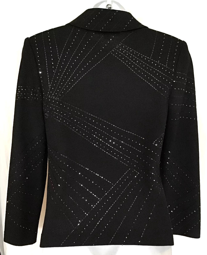 ST JOHN SEQUIN KNIT PAILLETTES CRYSTAL BUTTONS JACKET