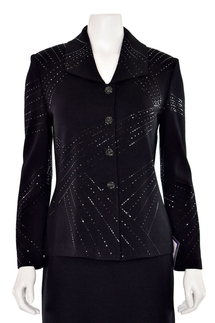 ST JOHN SEQUIN KNIT PAILLETTES CRYSTAL BUTTONS JACKET