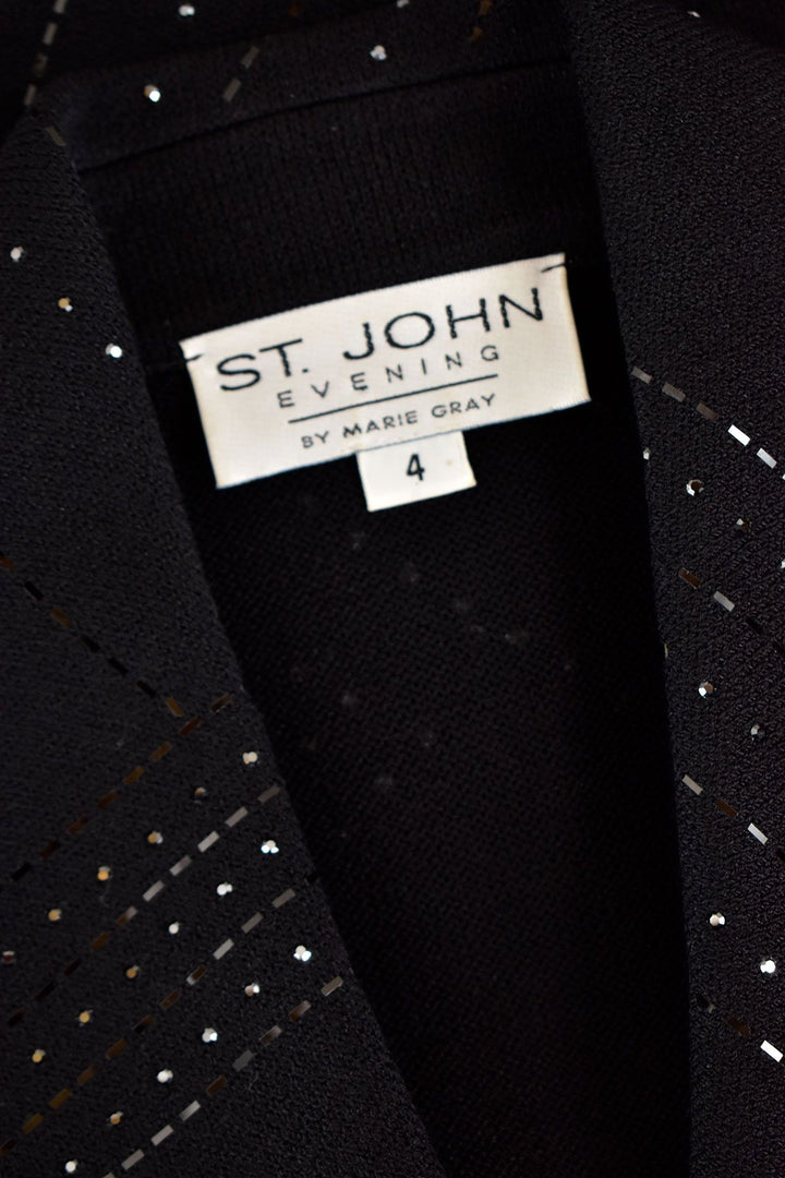 ST JOHN SEQUIN KNIT PAILLETTES CRYSTAL BUTTONS JACKET