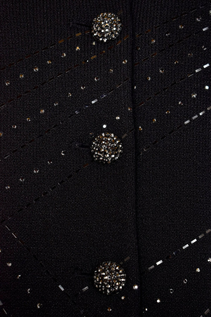 ST JOHN SEQUIN KNIT PAILLETTES CRYSTAL BUTTONS JACKET