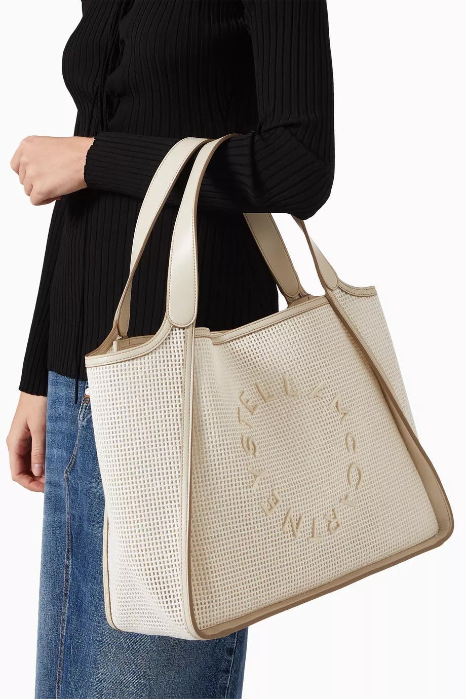 STELLA McCARTNEY EMBROIDERED ECO RECYCLED MESH TOTE BAG