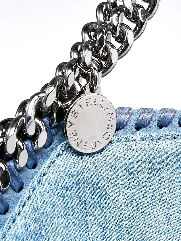 STELLA MCCARTNERY DENIM MINI STAR PRINT FALABELLA TOTE BAG