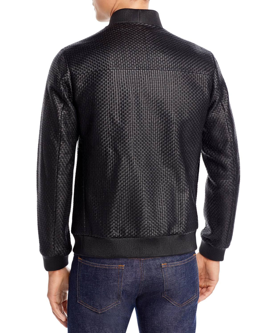 THEORY WOVEN LEATHER BOMBER JACKET