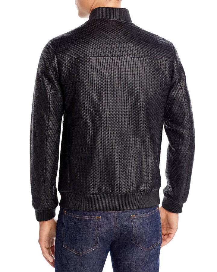 THEORY WOVEN LEATHER BOMBER JACKET