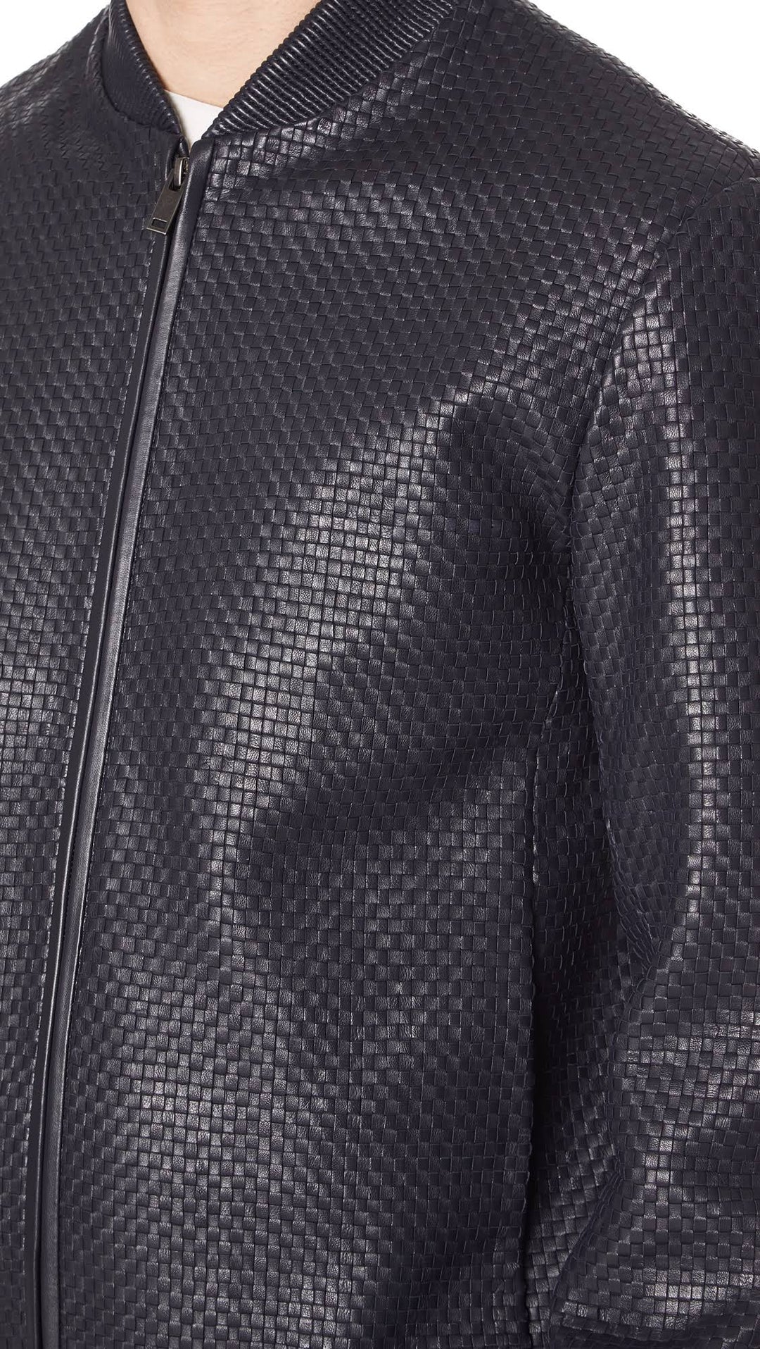 THEORY WOVEN LEATHER BOMBER JACKET