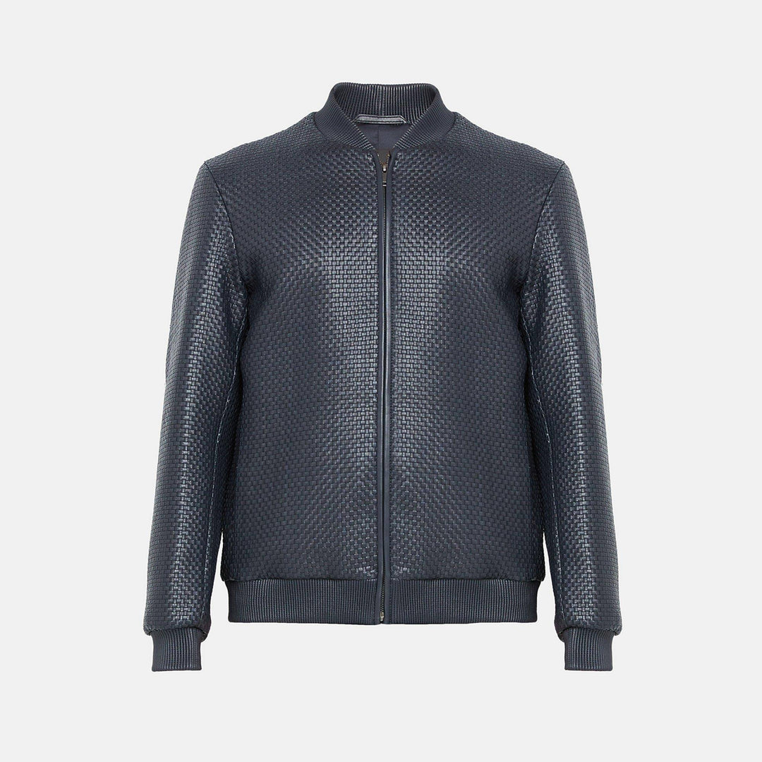 THEORY WOVEN LEATHER BOMBER JACKET