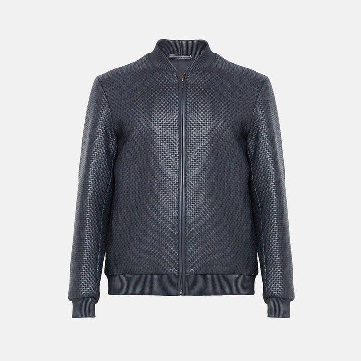 THEORY WOVEN LEATHER BOMBER JACKET