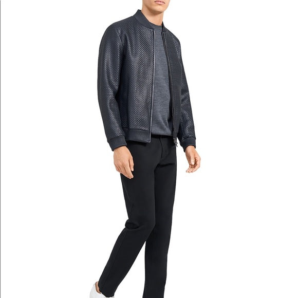 THEORY WOVEN LEATHER BOMBER JACKET