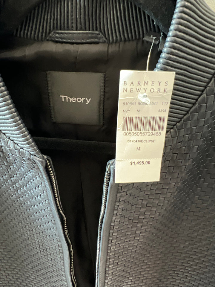 THEORY WOVEN LEATHER BOMBER JACKET
