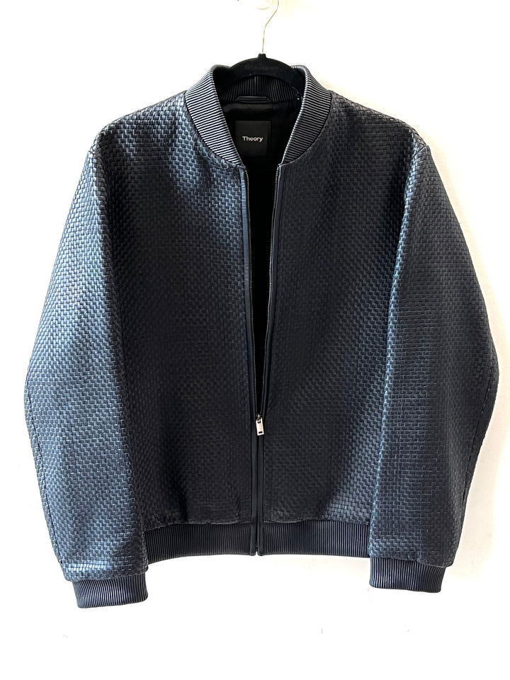 THEORY WOVEN LEATHER BOMBER JACKET