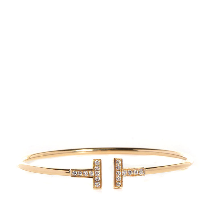 TIFFANY &amp; CO. T-WIRE 18K YELLOW GOLD DIAMOND BRACLET
