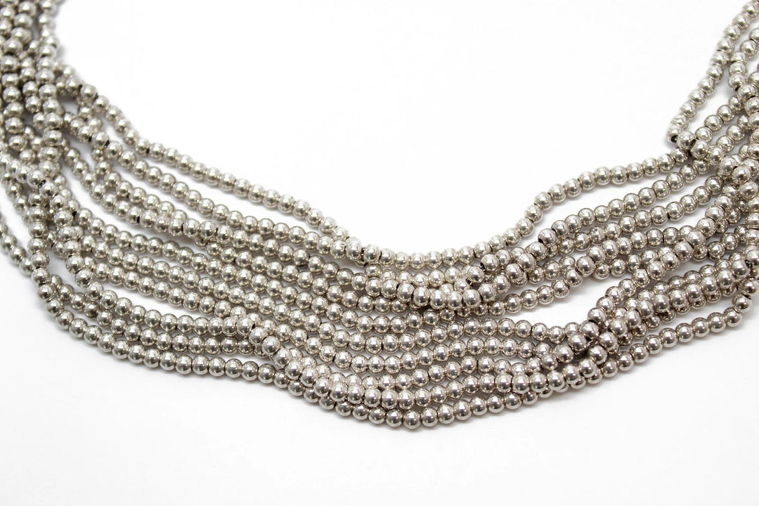 TIFFANY &amp; CO. BEADED MULTISTRAND TORSADE STERLING SILVER COLLAR NECKLACE