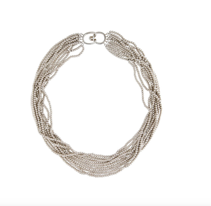 TIFFANY &amp; CO. BEADED MULTISTRAND TORSADE STERLING SILVER COLLAR NECKLACE