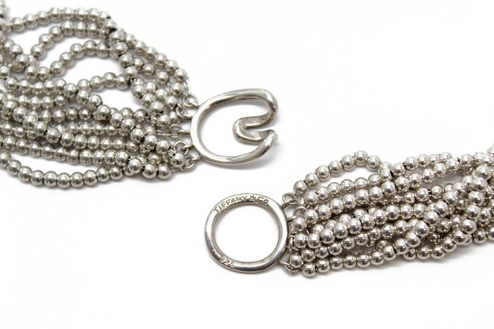 TIFFANY &amp; CO. BEADED MULTISTRAND TORSADE STERLING SILVER COLLAR NECKLACE