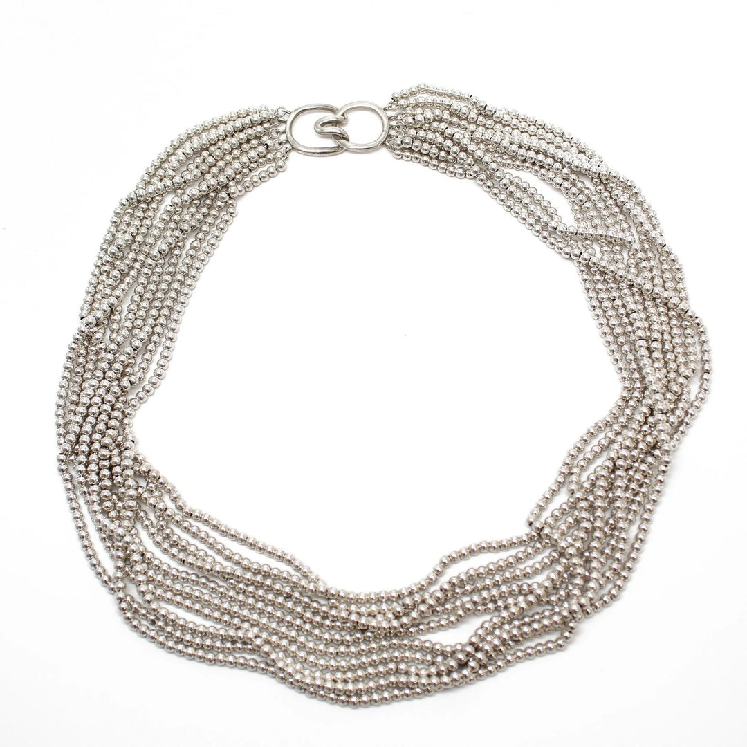 TIFFANY &amp; CO. BEADED MULTISTRAND TORSADE STERLING SILVER COLLAR NECKLACE