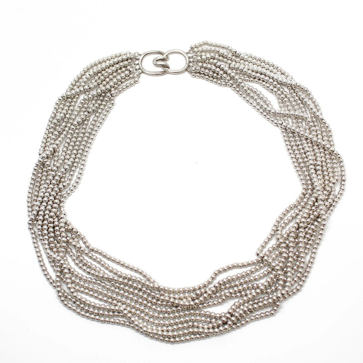 TIFFANY &amp; CO. BEADED MULTISTRAND TORSADE STERLING SILVER COLLAR NECKLACE