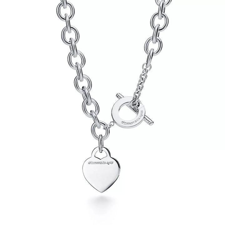 TIFFANY &amp; CO. RTT STERLING SILVER HEART TOGGLE NECKLACE