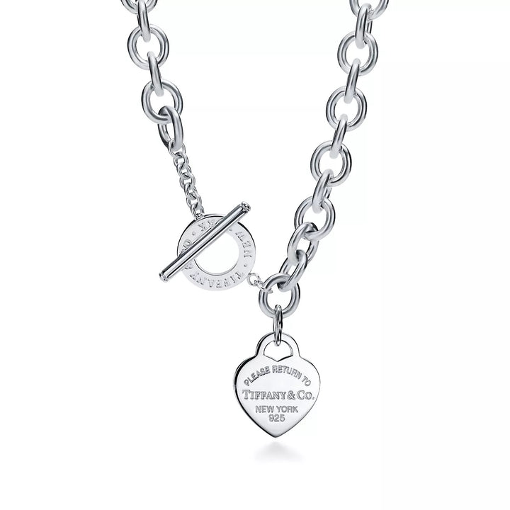 TIFFANY &amp; CO. RTT STERLING SILVER HEART TOGGLE NECKLACE