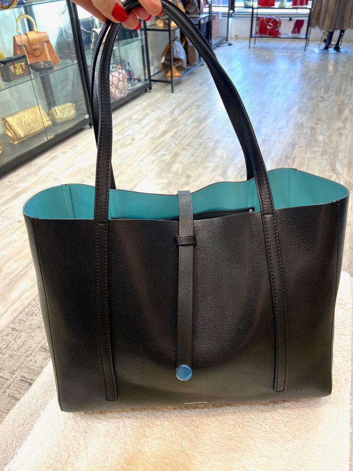 TIFFANY &amp; CO. GRAINED LEATHER REVERSIBLE TOTE BAG