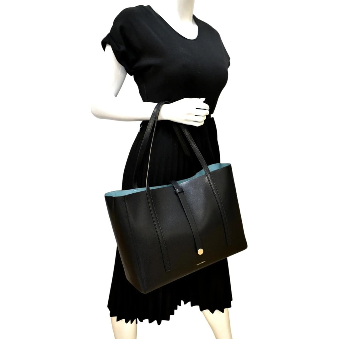 TIFFANY &amp; CO. GRAINED LEATHER REVERSIBLE TOTE BAG