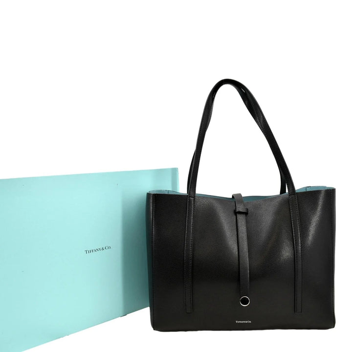 TIFFANY &amp; CO. GRAINED LEATHER REVERSIBLE TOTE BAG