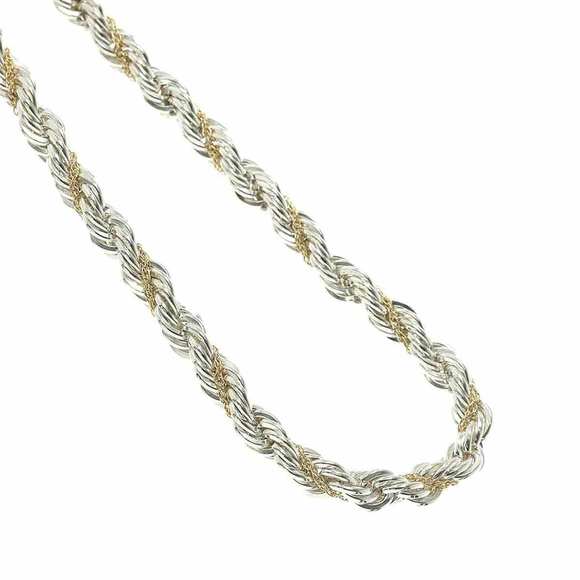 TIFFANY &amp; CO. STERLING SILVER AND 18K GOLD TWIST CHAIN NECKLACE