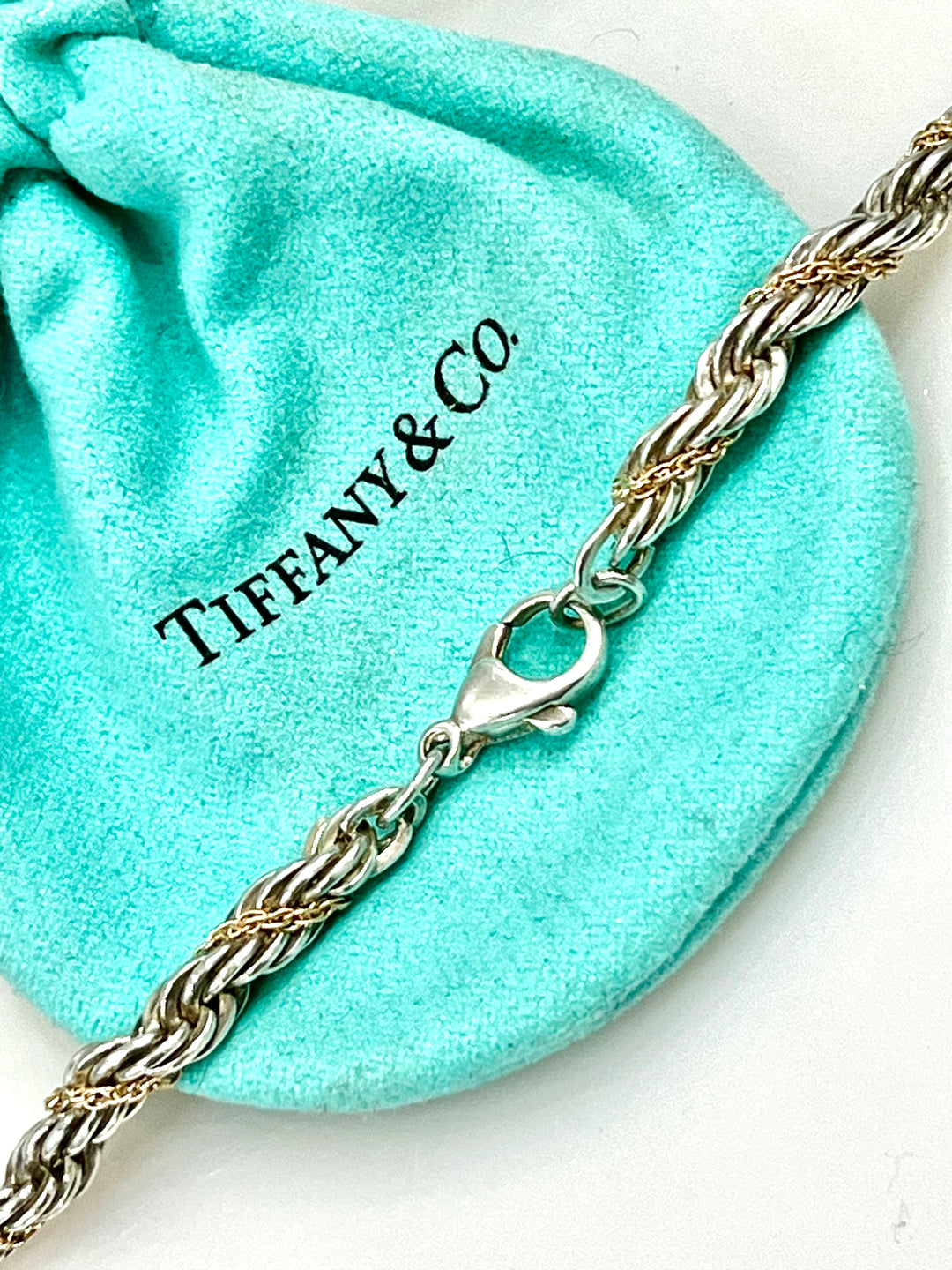TIFFANY &amp; CO. STERLING SILVER AND 18K GOLD TWIST CHAIN NECKLACE